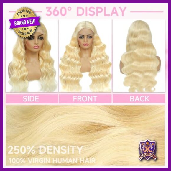 30 Inch Human Hair Lace Front Wig 250 Density Body Wave Pre Plucked